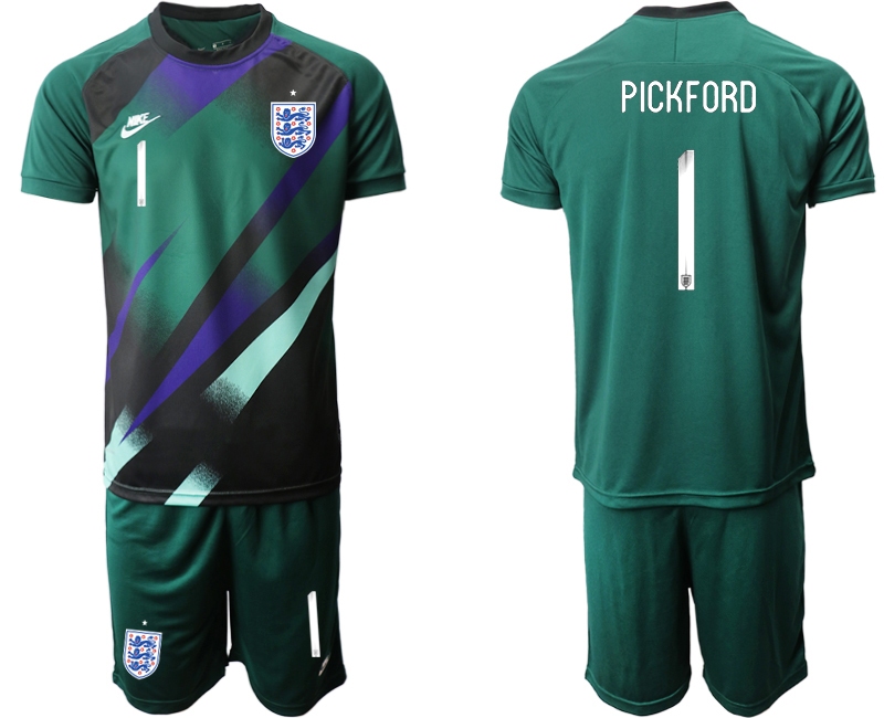 Men 2021 European Cup England green goalkeeper #1 Soccer Jersey